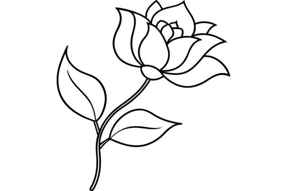 Abstract Flower Branch Outline Single Li