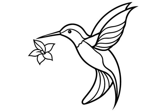 Abstract Hummingbird Drinking from Flower: Elevating Brand Identity with Minimalist Line Art