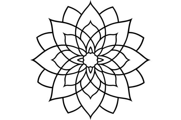 Abstract Lotus Mandala Line Art