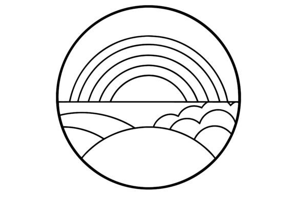 Abstract Rainbow Horizon Circle Line Art: Elevating Modern Branding with Minimalist Design