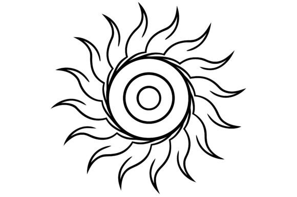 Abstract Spiral Wave Sun: Minimal Line Art