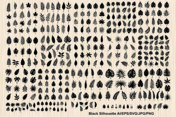 Black Silhouette Tropical Plants Bundle