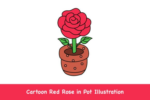 Cartoon Red Rose in Pot Illustration: A Versatile Asset for Modern Design