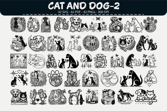 Cat and Dog Vector Bundle: 42 Designs