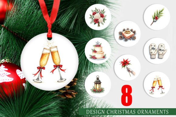 Celebrate Love and Tradition with Elegant Christmas Wedding Ornament PNG Designs