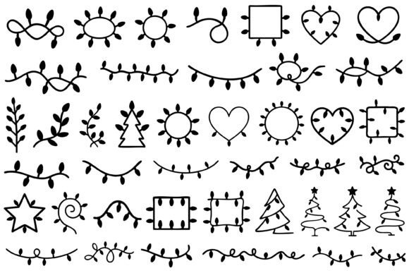 Christmas String Lights Silhouettes SVG