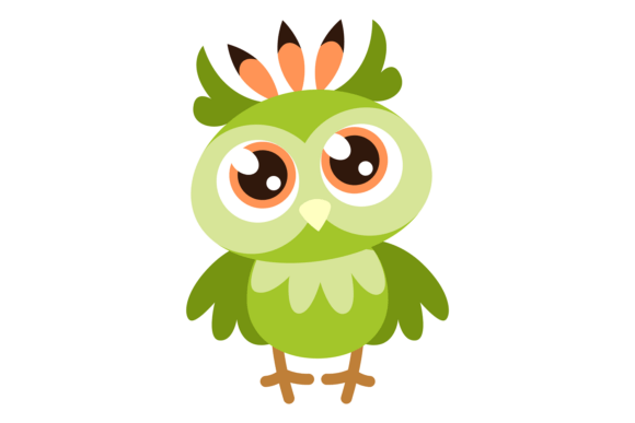 Cute Wise Green Owl: Funny Forest Bird Art