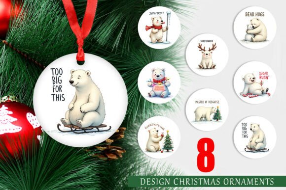 Elevate Your Holiday Decor with a Premium Polar Bear Ornament PNG Set