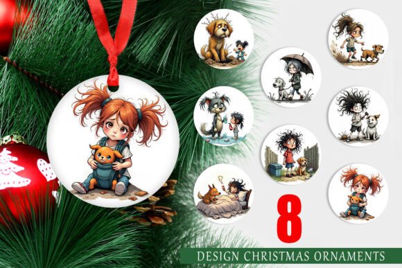 Elevate Your Holiday Decor with the Ornament Chaotic Girl Dog Printable Set