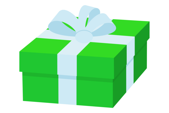 Green Gift Box With Bright Ribbon