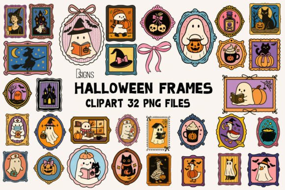 Halloween Cute Frame Clipart Bundle PNG