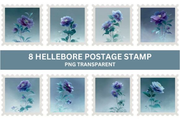 Integrating Hellebore Floral Postage Stamp PNG into Digital and Physical Design Projects