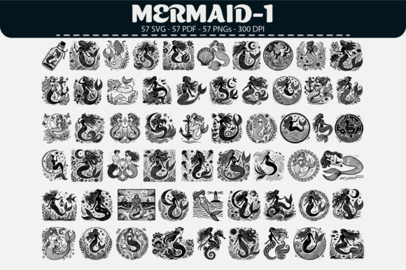 Mermaid Vector Clipart: 57 Unique Designs