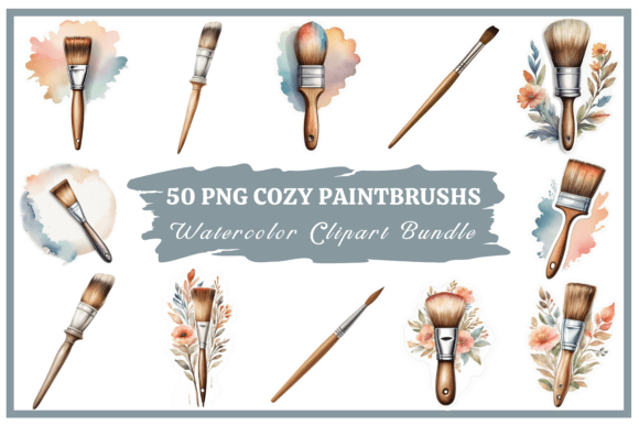 Paintbrush Watercolor Clipart Bundle