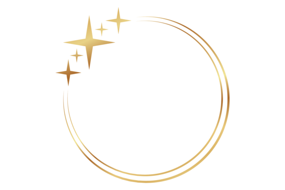 Round Golden Border with Star Glitter Design
