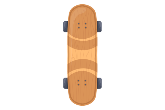 Skateboard Top View: Bold Wooden Deck Design