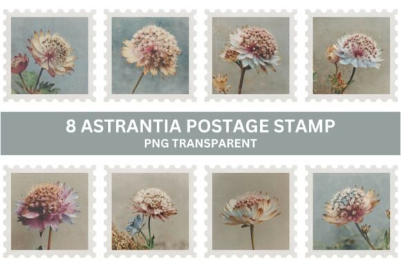 Vintage Astrantia Postage Stamp PNG: Adding Timeless Elegance to Your Creative Projects