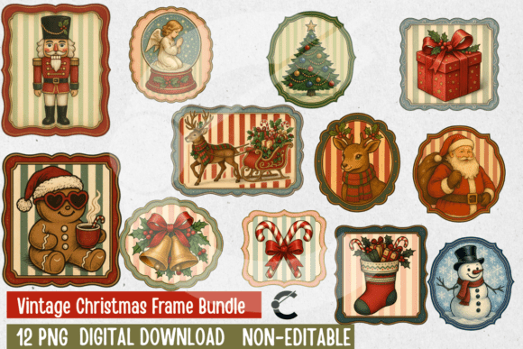 Vintage Christmas Frame Bundle: Elevating Holiday Designs with Nostalgic Charm
