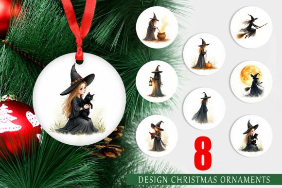 Vintage Witch Ornament: Printable PNG Set
